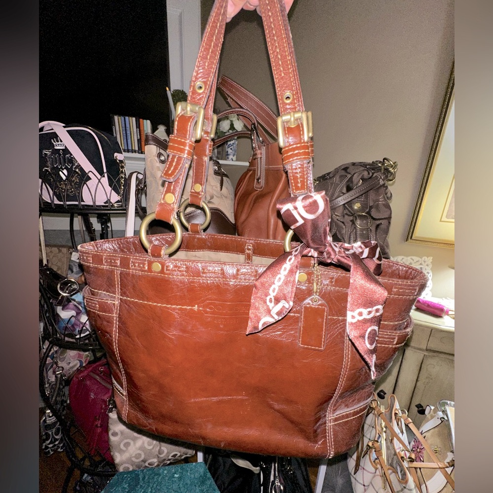 Coach Brown Gallery Patent Leather Satchel Tote Women's Bag 11500